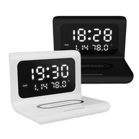 HKM-119379 Wireless Charging Alarm Clock with Perpetual Calendar and Temperature Display
