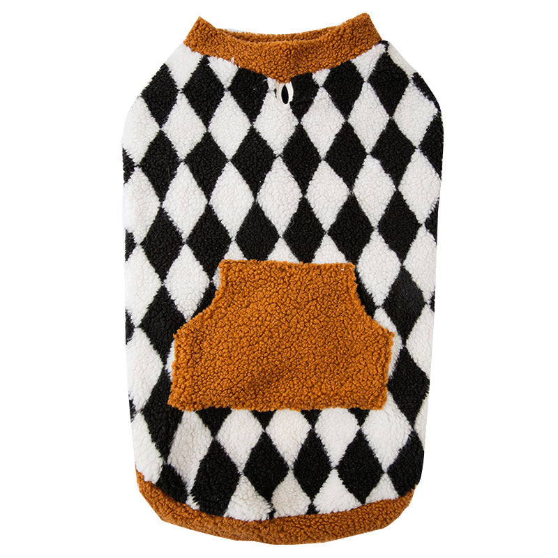 HKM-1194173 Cozy Cotton-Padded Fluffy Dog Vest Jacket for Autumn and Winter in Black