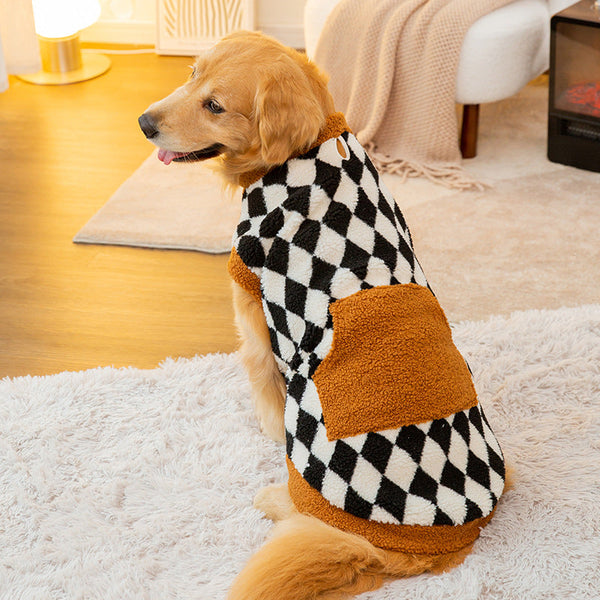 HKM-1194173 Cozy Cotton-Padded Fluffy Dog Vest Jacket for Autumn and Winter in Black