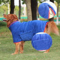 HKM-1194557 Absorbent Multi-Color Pet Bathrobe in Royal Blue, Dark Gray, and Light Purple for Dogs