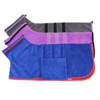 HKM-1194557 Absorbent Multi-Color Pet Bathrobe in Royal Blue, Dark Gray, and Light Purple for Dogs
