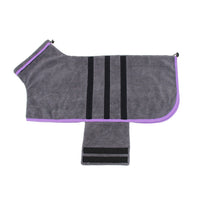 HKM-1194557 Absorbent Multi-Color Pet Bathrobe in Royal Blue, Dark Gray, and Light Purple for Dogs