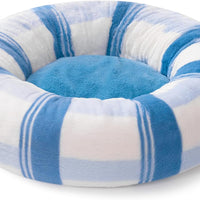 HKM-1194813 Soft Round Cat Bed for Indoor Cats - Calming Washable Pet Bed with Non-Slip Base, 23 Inch Blue Striped Design, Ideal for Small Dogs and Kittens