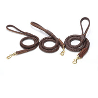 HKM-1195965 Leather Dog Leash with Anti-Breakaway Chain for Medium and Large Breeds
