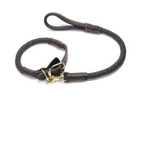 HKM-1195965 Leather Dog Leash with Anti-Breakaway Chain for Medium and Large Breeds