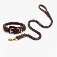 HKM-1195965 Leather Dog Leash with Anti-Breakaway Chain for Medium and Large Breeds