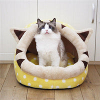 HKM-1196221 Cozy Indoor Cat Bed with Removable Washable Cushion - Soft Fabric Pet House for Cats and Small Dogs