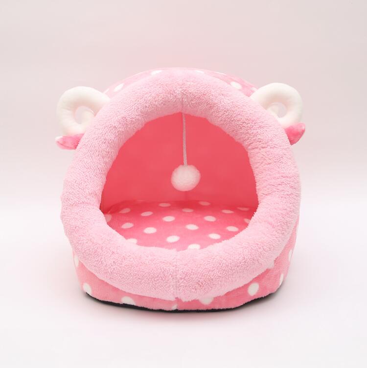 HKM-1196221 Cozy Indoor Cat Bed with Removable Washable Cushion - Soft Fabric Pet House for Cats and Small Dogs