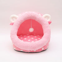 HKM-1196221 Cozy Indoor Cat Bed with Removable Washable Cushion - Soft Fabric Pet House for Cats and Small Dogs