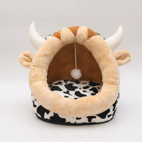 HKM-1196221 Cozy Indoor Cat Bed with Removable Washable Cushion - Soft Fabric Pet House for Cats and Small Dogs
