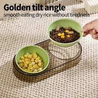 HKM-1196349 Transparent Double Pet Bowl for Cats and Dogs - Ideal for Eating and Drinking