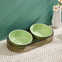 HKM-1196349 Transparent Double Pet Bowl for Cats and Dogs - Ideal for Eating and Drinking