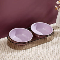 HKM-1196349 Transparent Double Pet Bowl for Cats and Dogs - Ideal for Eating and Drinking