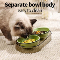 HKM-1196349 Transparent Double Pet Bowl for Cats and Dogs - Ideal for Eating and Drinking