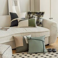 HKM-119827 Geometric Pattern PU Leather Pillow Cover - Modern Minimalist Design 45x45cm & 30x50cm