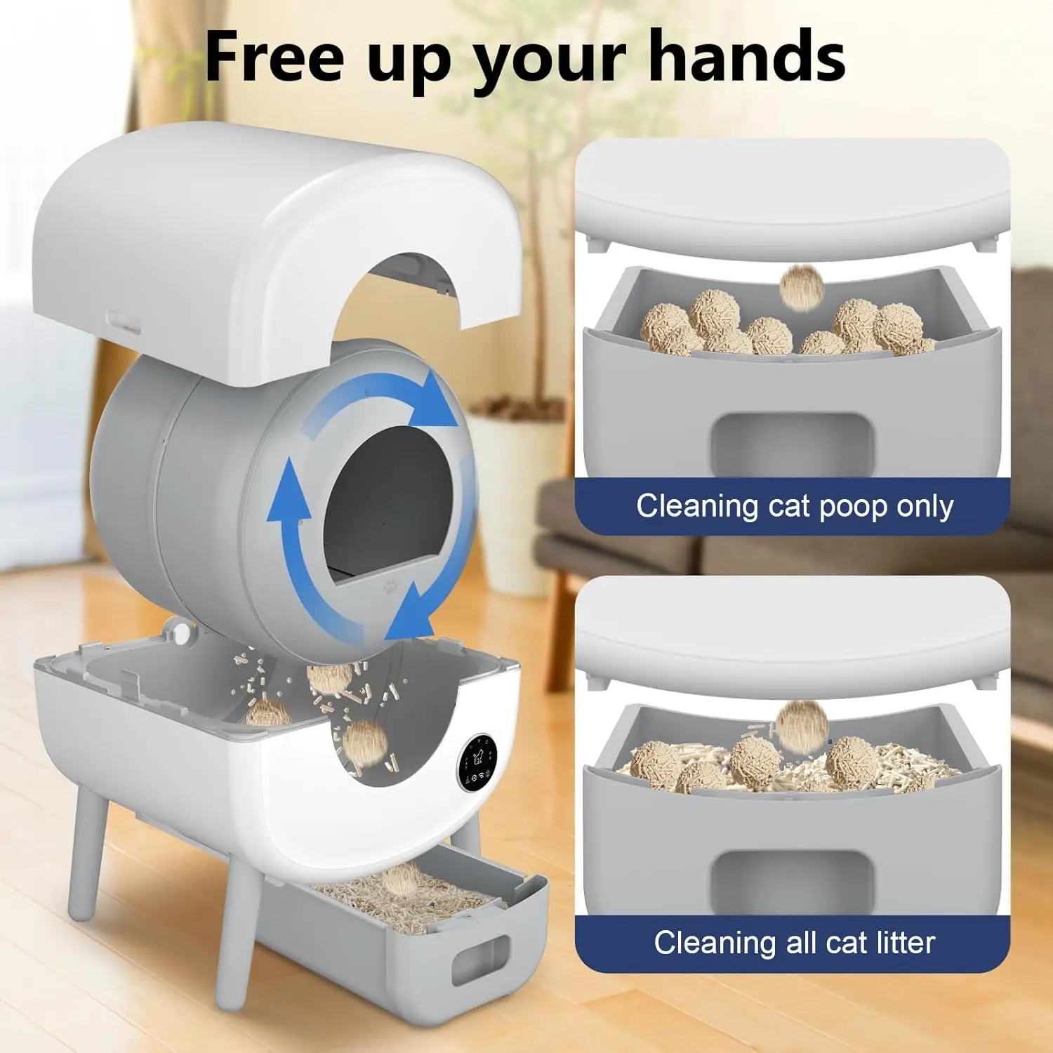 HKM-119955 Automatic Self-Cleaning Cat Litter Box with APP Control and Dual Safety Sensors - 76L Capacity