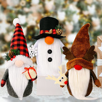 HKM-119955 Elderly Faceless Christmas Doll Ornaments - Snowman & Elk Styles in Cloth