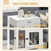 HKM-1199805 Stylish Indoor Dog Crate with Soft Water-Resistant Cushion and Storage Drawer, Suitable for Small Dogs
