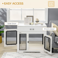HKM-1199805 Stylish Indoor Dog Crate with Soft Water-Resistant Cushion and Storage Drawer, Suitable for Small Dogs