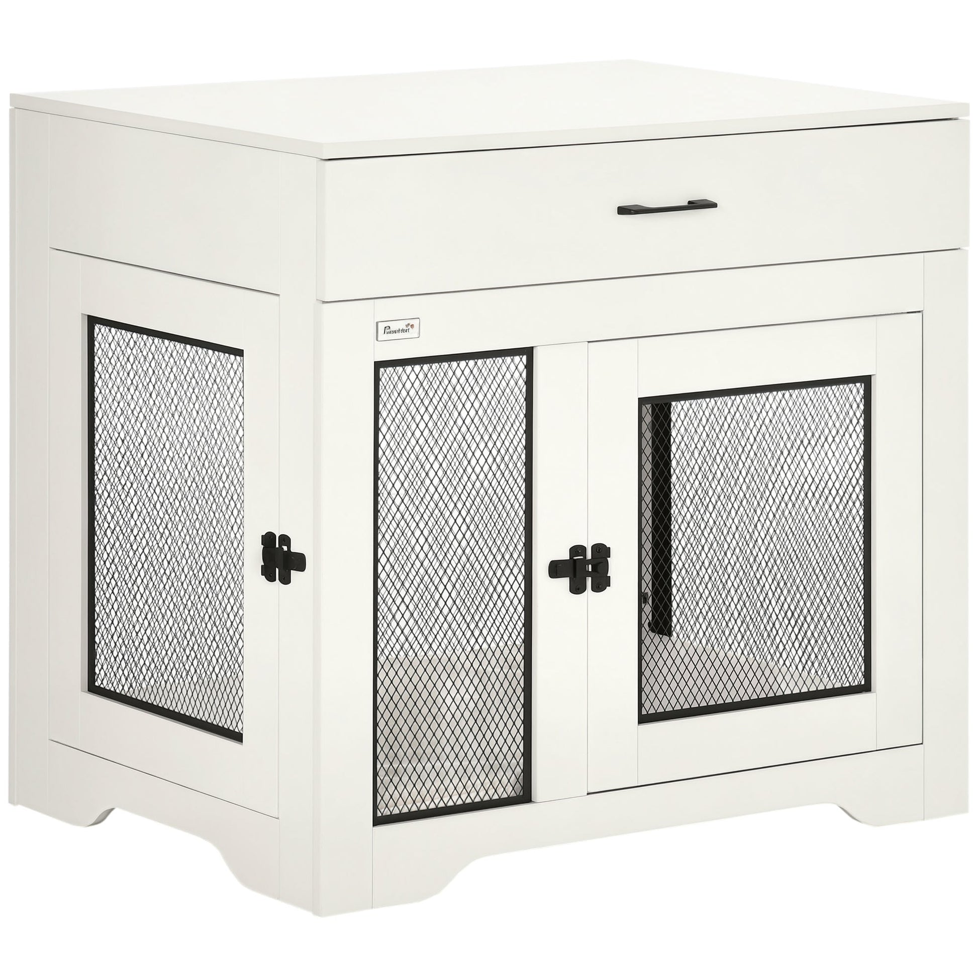 HKM-1199805 Stylish Indoor Dog Crate with Soft Water-Resistant Cushion and Storage Drawer, Suitable for Small Dogs