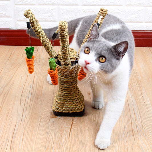 HKM-1202109 Cartoon Cat Claw Grinding Toy with Metal Support Frame and Durable Hemp Rope