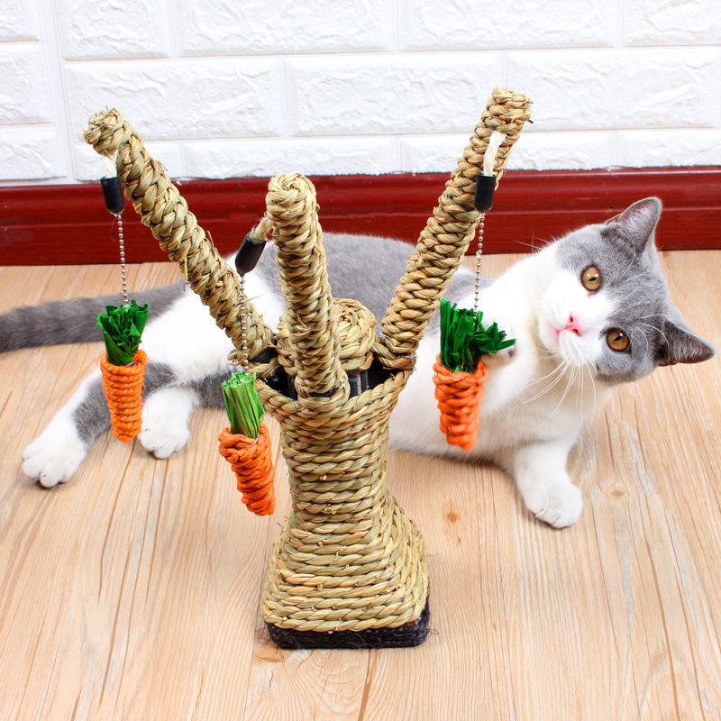 HKM-1202109 Cartoon Cat Claw Grinding Toy with Metal Support Frame and Durable Hemp Rope