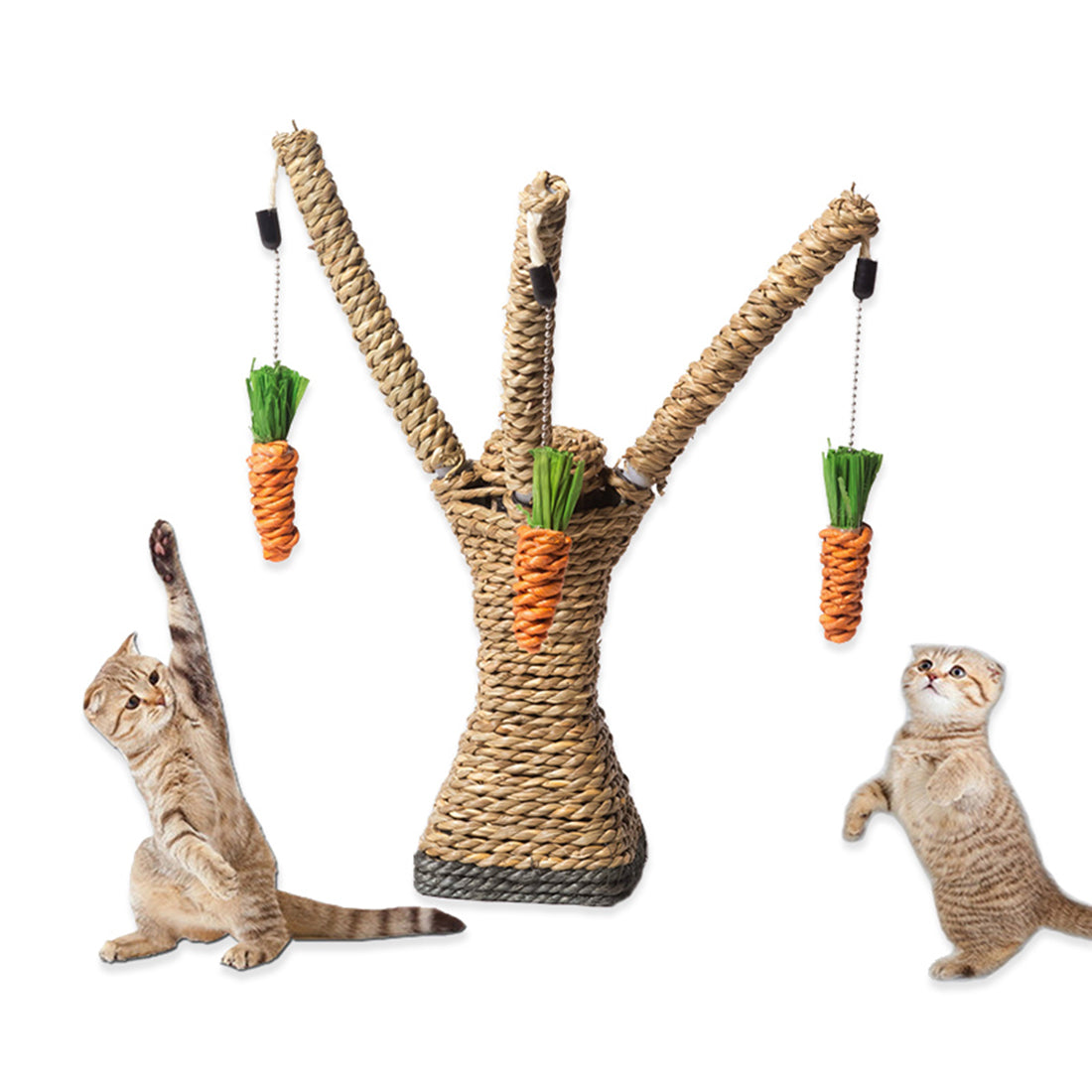 HKM-1202109 Cartoon Cat Claw Grinding Toy with Metal Support Frame and Durable Hemp Rope