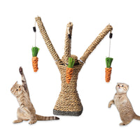 HKM-1202109 Cartoon Cat Claw Grinding Toy with Metal Support Frame and Durable Hemp Rope