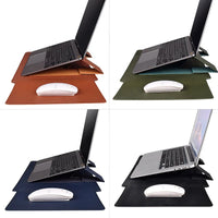HKM-120211 PU Leather Foldable Laptop Sleeve Bag with Multifunctional Stand and Protector