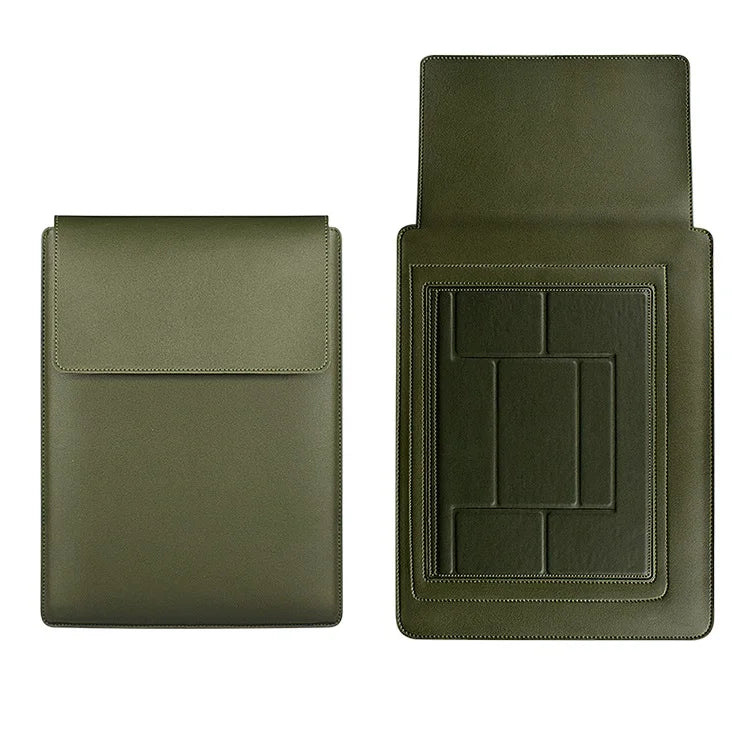 HKM-120211 PU Leather Foldable Laptop Sleeve Bag with Multifunctional Stand and Protector
