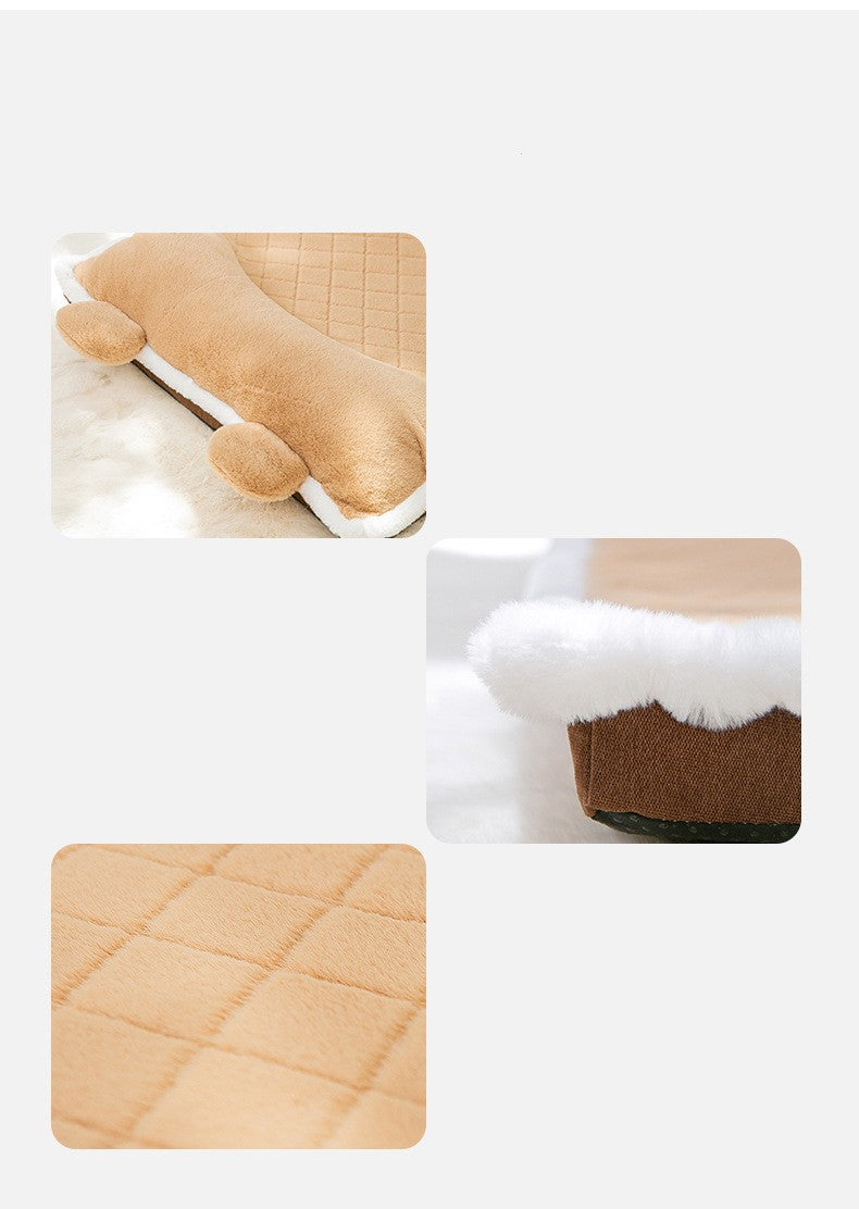 HKM-1205949 Universal Removable and Washable Four Seasons Pet Bed in Brown - Available in Multiple Sizes