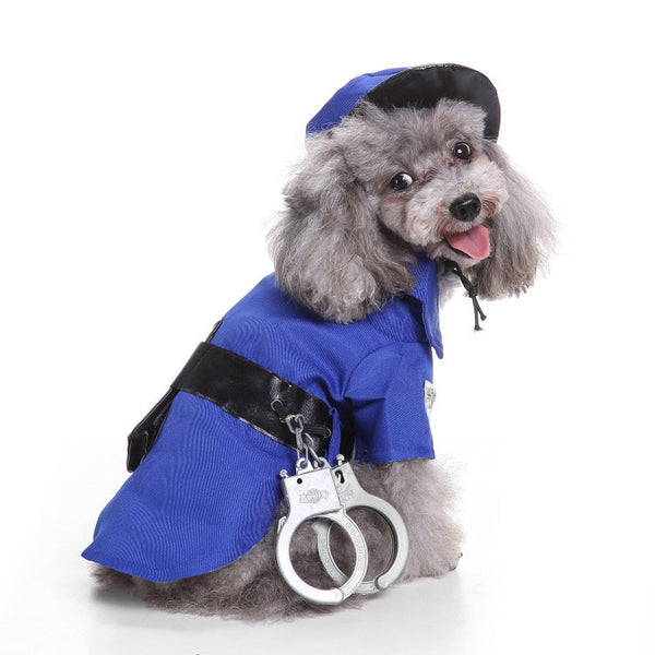 HKM-1206077 Funny Police Costume Set for Dogs - Polyester Halloween Outfit, Sizes S to XL
