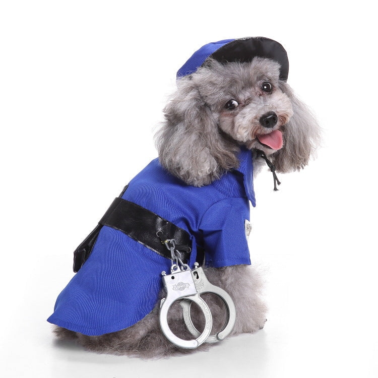 HKM-1206077 Funny Police Costume Set for Dogs - Polyester Halloween Outfit, Sizes S to XL