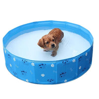 HKM-120723 Portable PVC Pet Folding Bathtub - Multi-functional Swimming Pool for Pets, Blue, 80cm Diameter