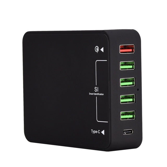 HKM-120851 Multi-Port USB Charger for Mobile Devices - 5V 8000mA, Black