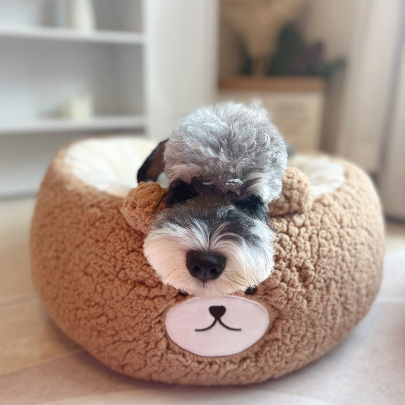 HKM-1209149 Cartoon Red Panda Plush Pet Nest Cushion for Autumn and Winter - Round Bed in Three Sizes