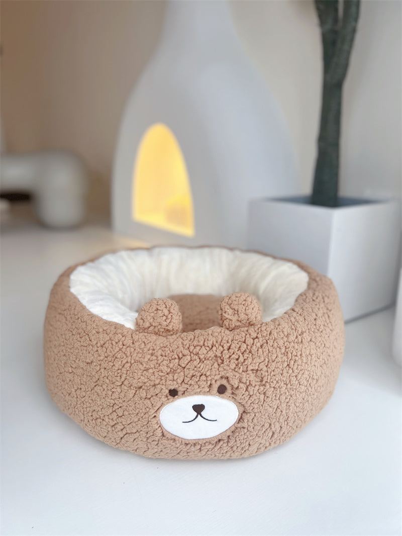 HKM-1209149 Cartoon Red Panda Plush Pet Nest Cushion for Autumn and Winter - Round Bed in Three Sizes