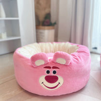HKM-1209149 Cartoon Red Panda Plush Pet Nest Cushion for Autumn and Winter - Round Bed in Three Sizes