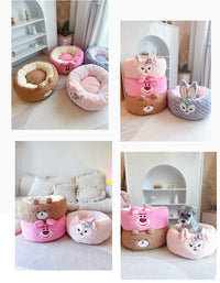 HKM-1209149 Cartoon Red Panda Plush Pet Nest Cushion for Autumn and Winter - Round Bed in Three Sizes