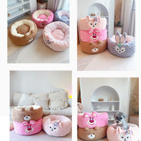 HKM-1209149 Cartoon Red Panda Plush Pet Nest Cushion for Autumn and Winter - Round Bed in Three Sizes