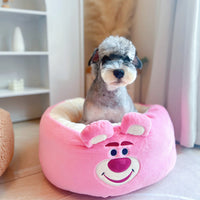 HKM-1209149 Cartoon Red Panda Plush Pet Nest Cushion for Autumn and Winter - Round Bed in Three Sizes