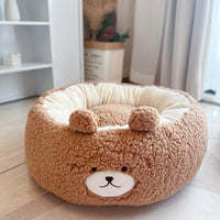 HKM-1209149 Cartoon Red Panda Plush Pet Nest Cushion for Autumn and Winter - Round Bed in Three Sizes