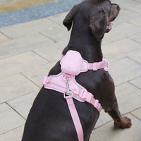HKM-1209661 Cherry Blossom Pink Corduroy Pet Walking Set with Collar, Leash, Chest Harness & Mini Backpack