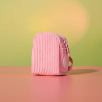 HKM-1209661 Cherry Blossom Pink Corduroy Pet Walking Set with Collar, Leash, Chest Harness & Mini Backpack