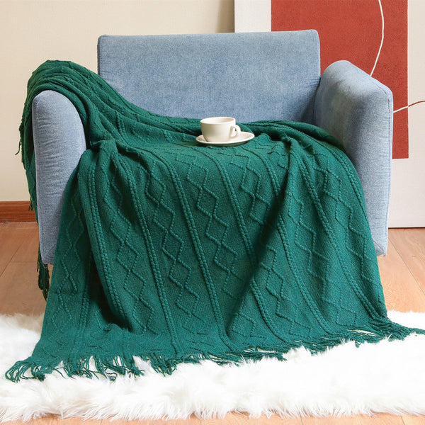 HKM-120979 Cozy Acrylic Knitted Sofa Blanket - Available in Multiple Sizes and Colors