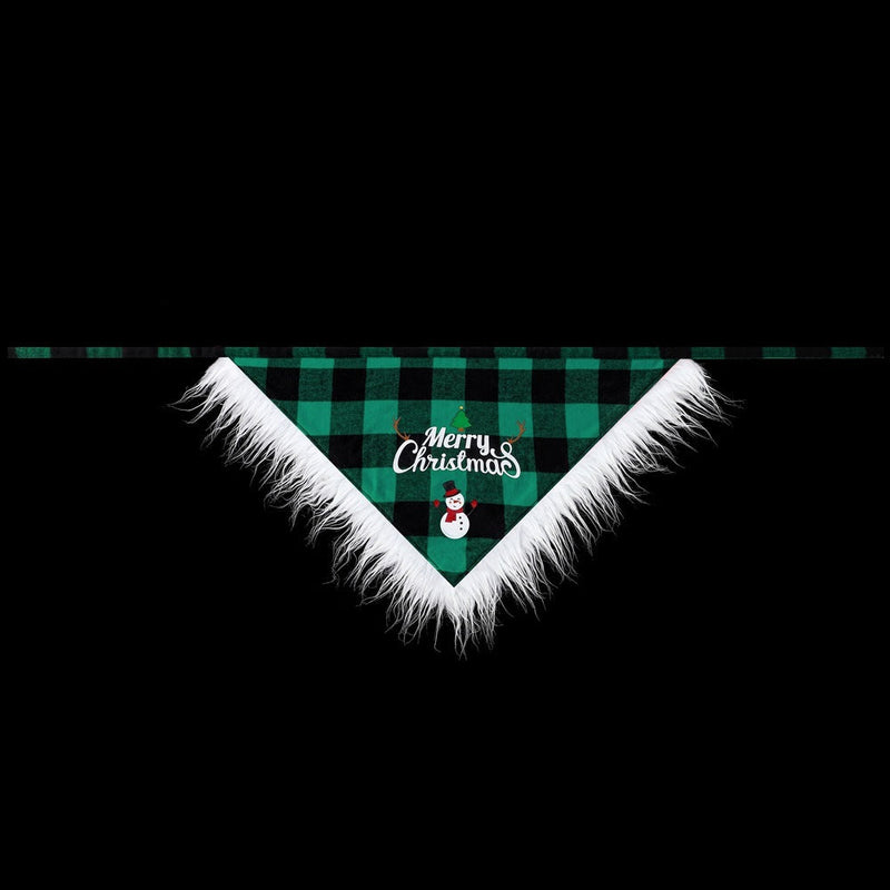 HKM-120979 Lace Christmas Dog Scarf - Red and Green Plaid Pet Bandana