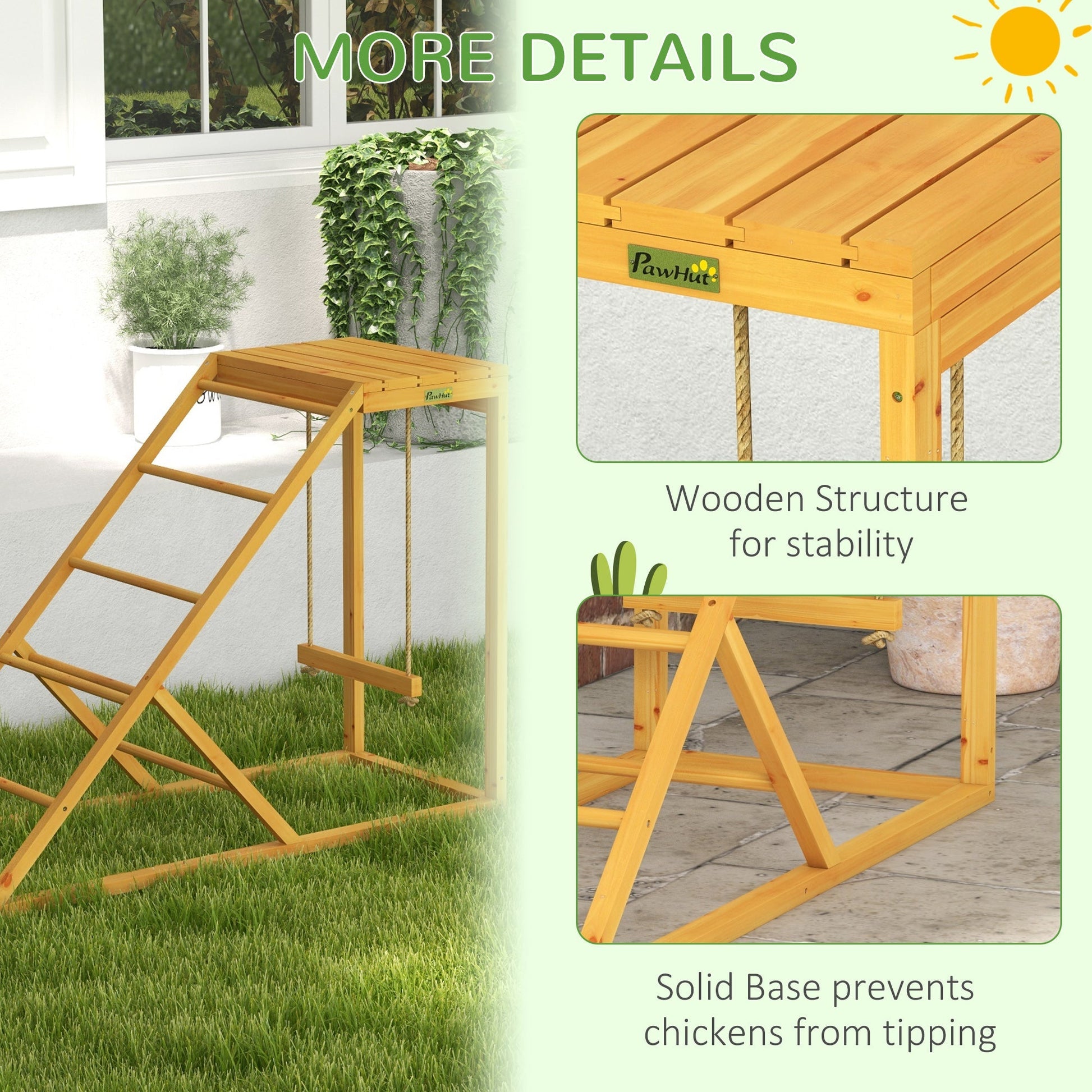 HKM-1211325 Chicken Activity Center with Perches, Ladder, and Swing for Healthy Poultry Playtime