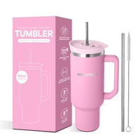 HKM-121235 40oz Large Capacity Stainless Steel Tumbler with Straw and Handle