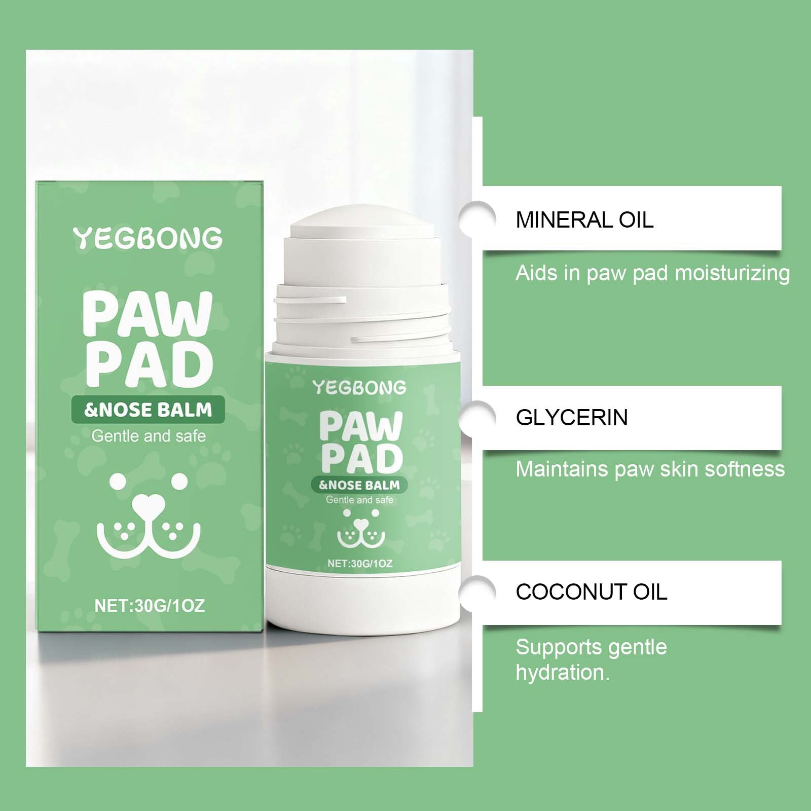 HKM-1213117 Pet Paw Balm - Gentle Moisturizing and Nourishing Disinfectant for Paws, 50 g