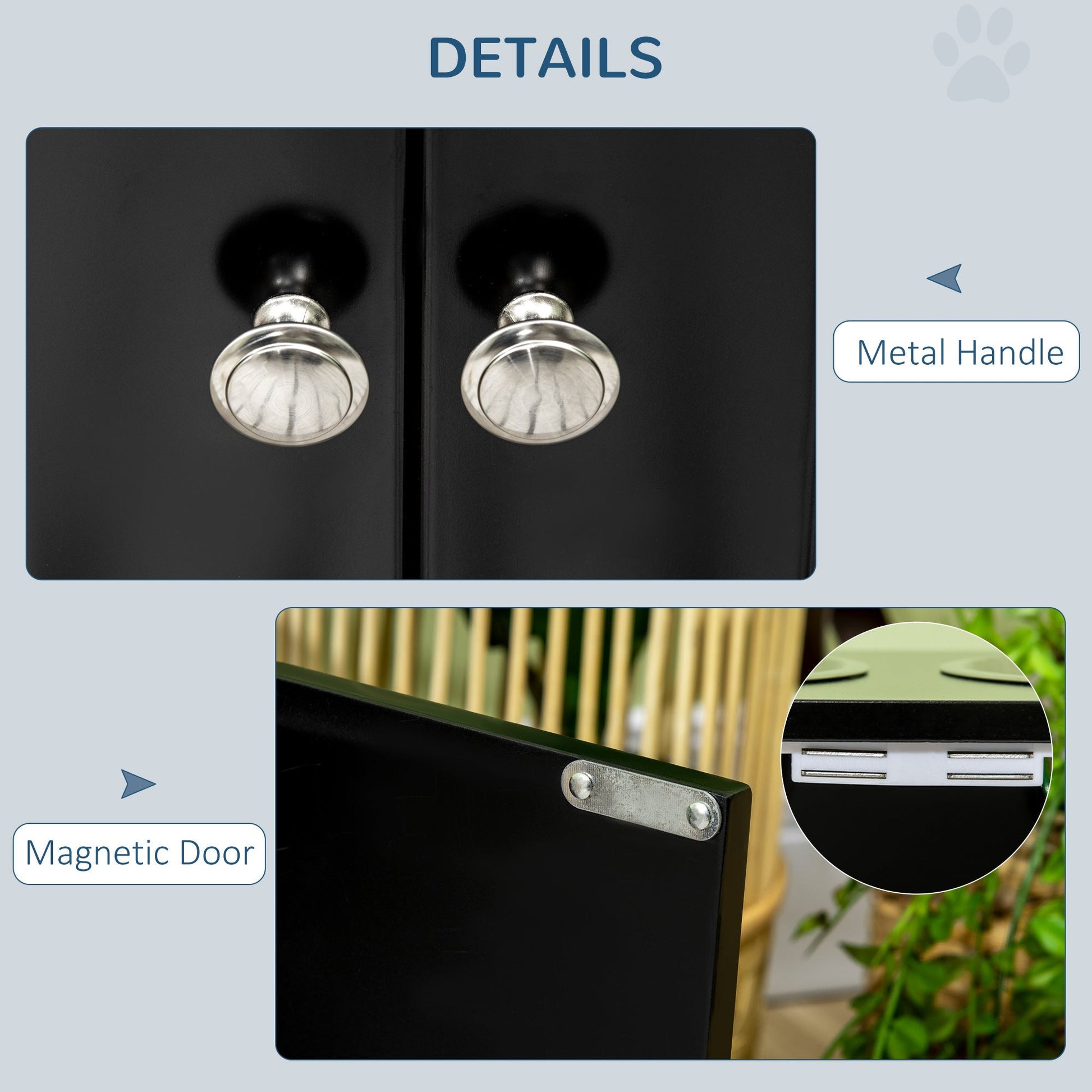 HKM-1213629 Elevated Dog Bowl Station with 44L Storage Cabinet and Stainless Steel Bowls, Black